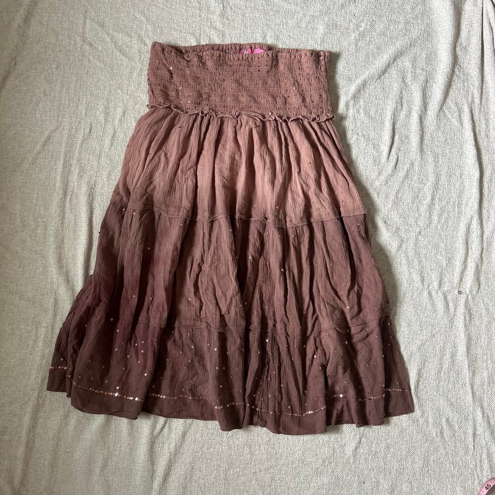 mauve/dustry rose vintage ombre sequin midi skirt